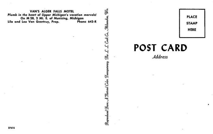 Dans Alger Falls Motel - Old Postcard Photo (newer photo)